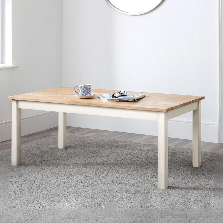 White & Oak Coffee Table 100x50x45cm Compact Stylish Durable Living Room