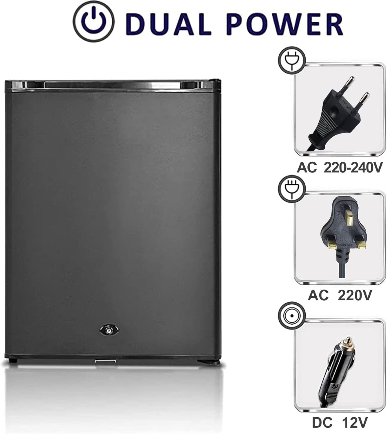 30L Camping Fridge 12V/240V Portable RV Van Caravan Silent Black