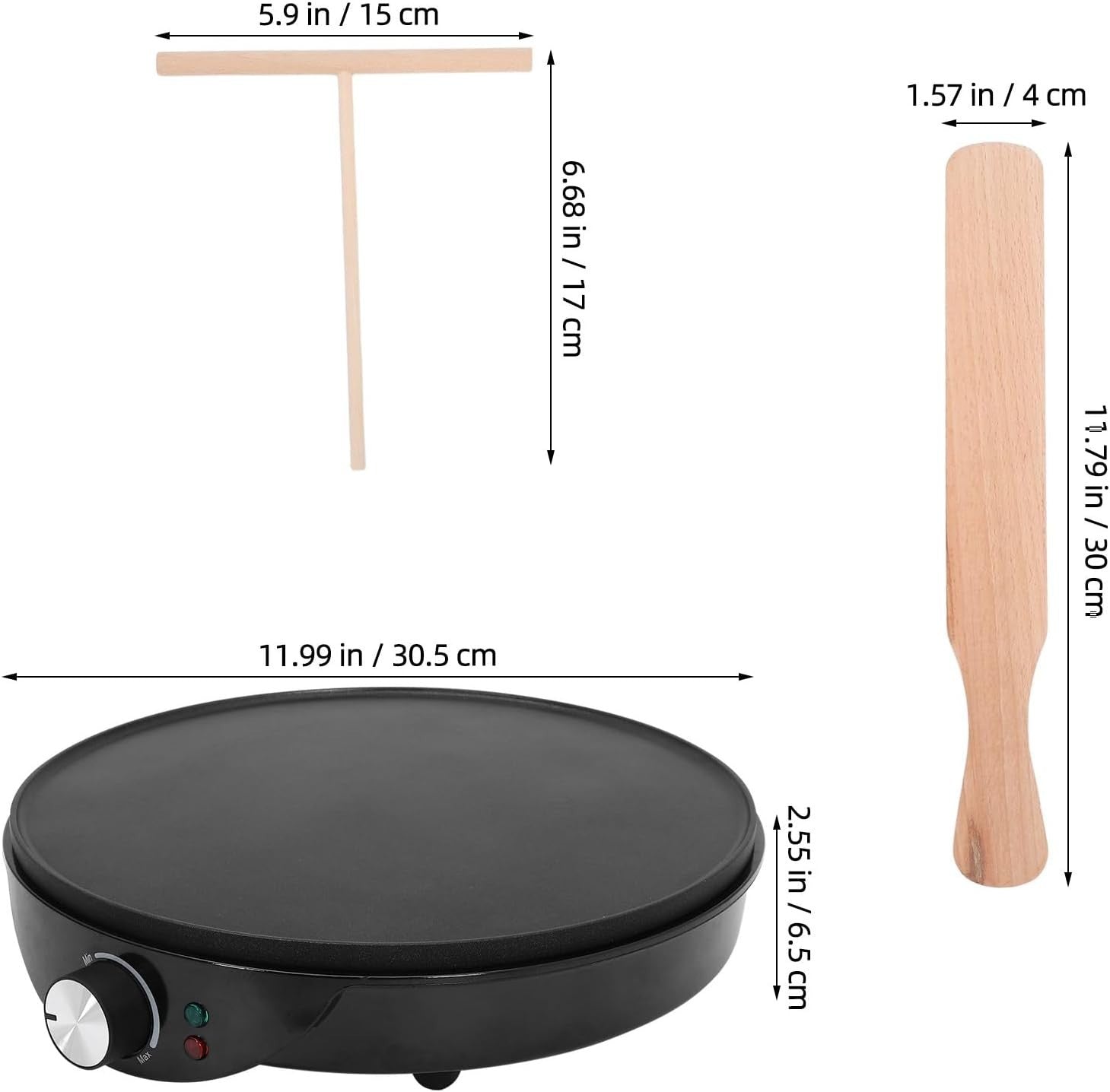 12" Electric Crepe Maker Nonstick Pancake Machine | Spreaders Included UK Plug