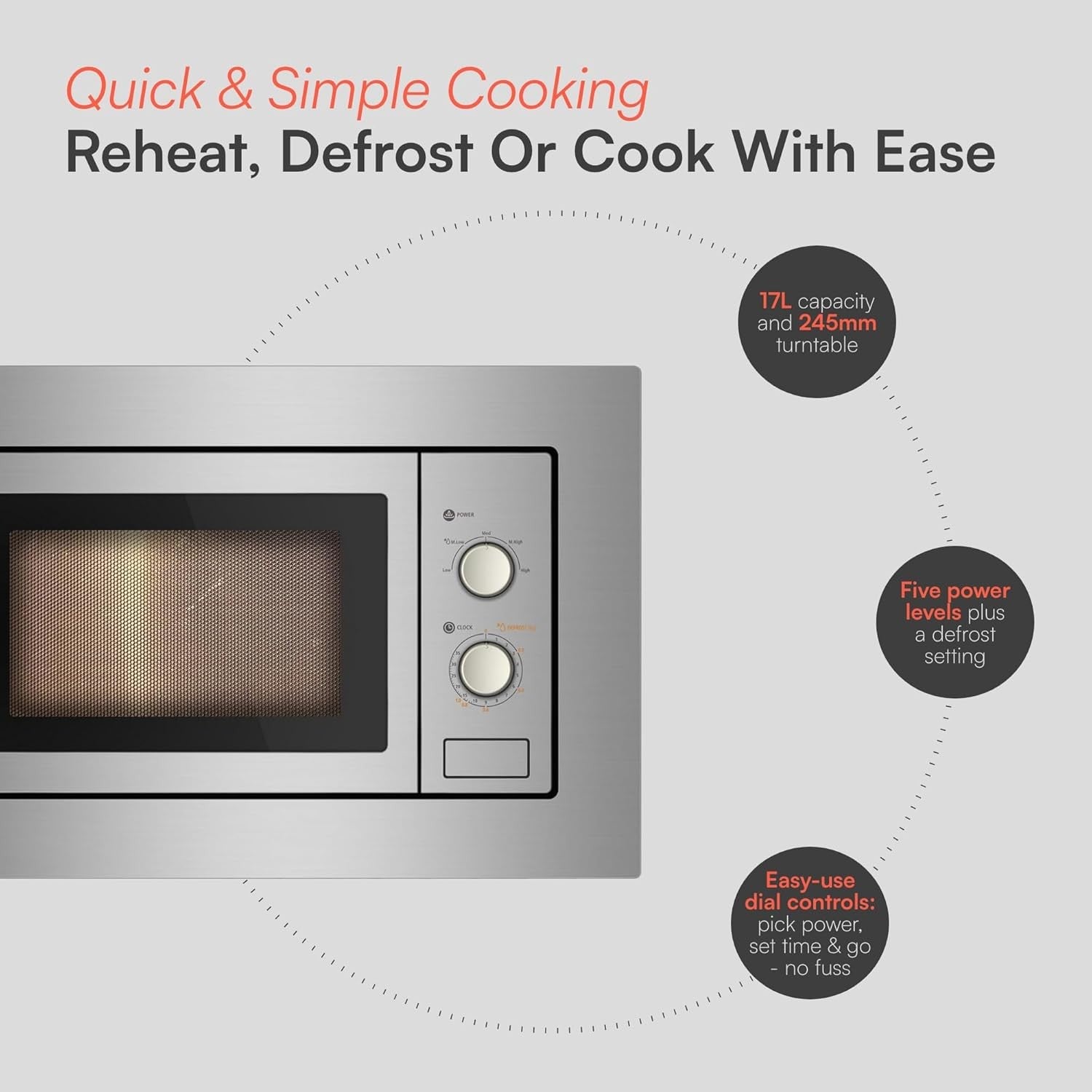 Cookology 17L Built-in Microwave Stainless Steel Integrated Frame Trim