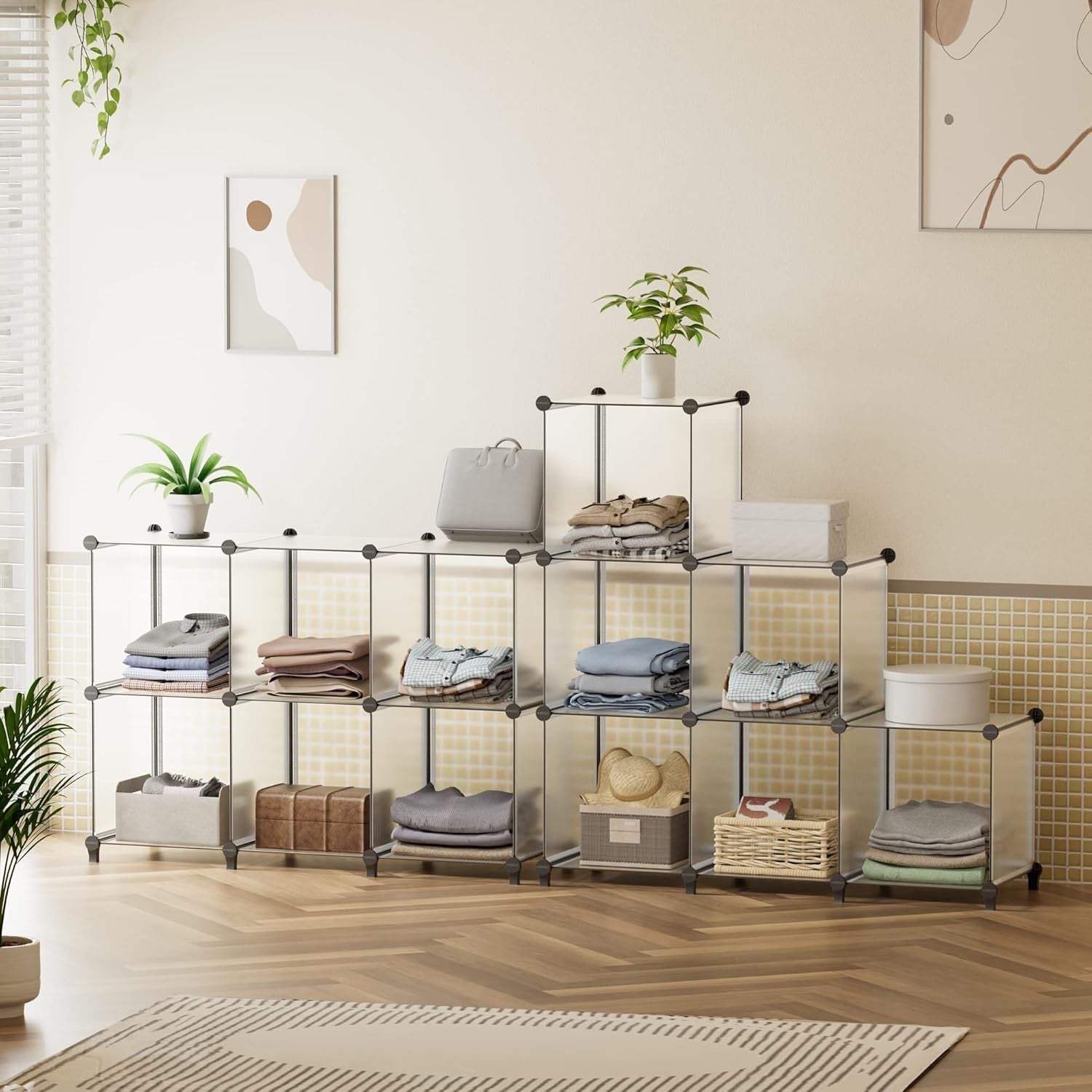 6-Cube Transparent Storage Shelf – Durable DIY Organizer for Books & Toys