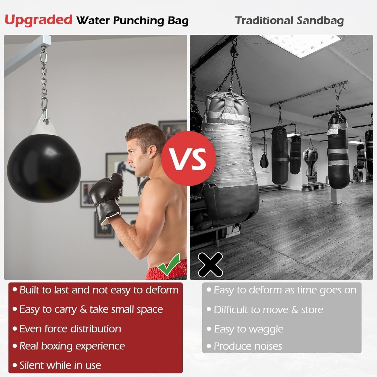 Water Filled Punching Bag Aqua Boxing MMA Training Quiet Impact