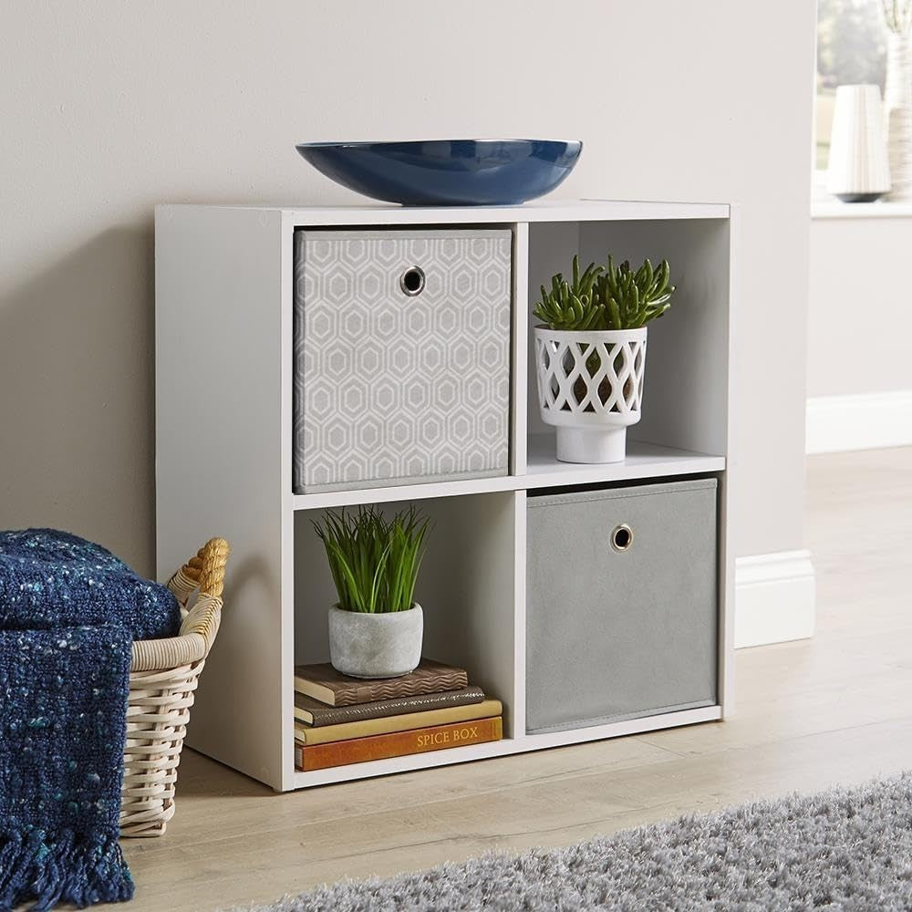 4 Cube Storage Shelf White Wooden Bookcase Display Unit 60cm