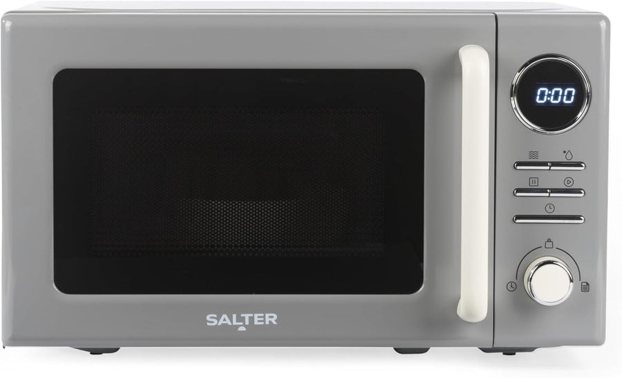 20L Retro Digital Microwave 800W 8 Presets 95min Timer Grey