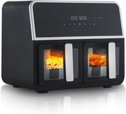 Dual Air Fryer 9L Double Basket 1700W Digital Two Zone Window