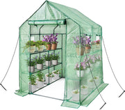 Walk-In Greenhouse 12 Shelves | Heavy-Duty Steel Frame | Reinforced PE Cover