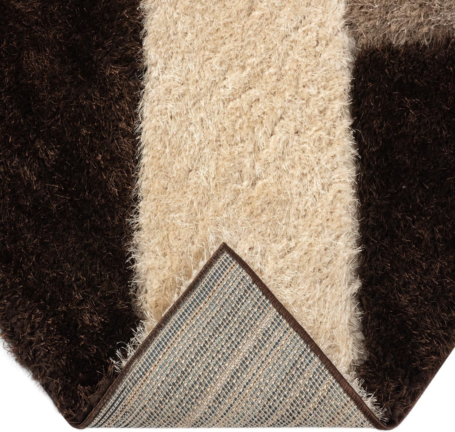 Brown Beige Shaggy Rug 120x170cm Soft Non Shed Modern Living Room Carpet