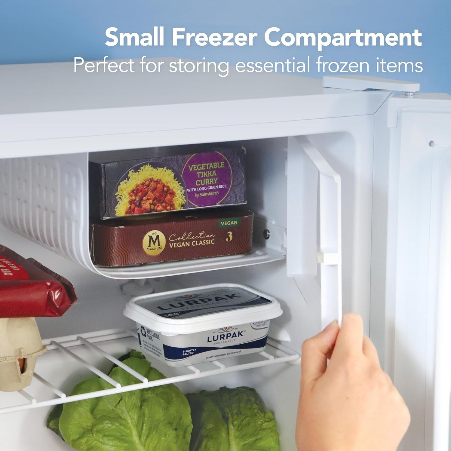 41L Table Top Fridge Lockable Reversible Ice Compartment White