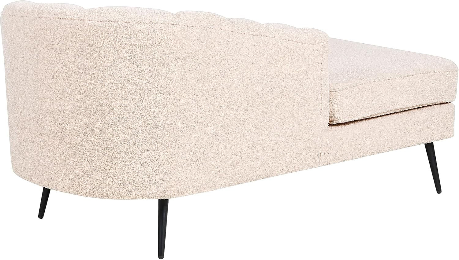 Modern Beige Boucle Right-Hand Chaise Lounge with Black Metal Legs & Soft Uphols