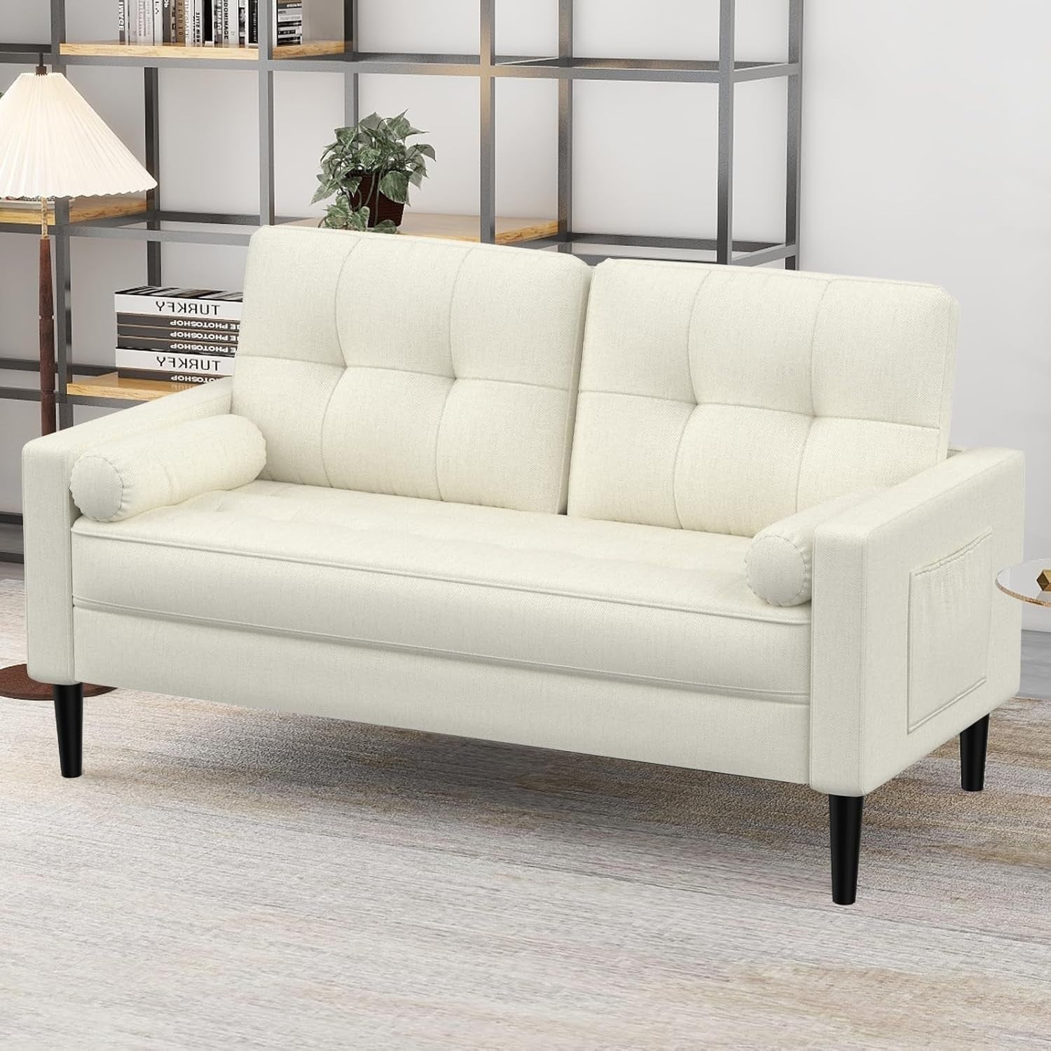 2 Seater Sofa Bed Beige | Comfy Small Couch for Lounge, Flat, Bedroom