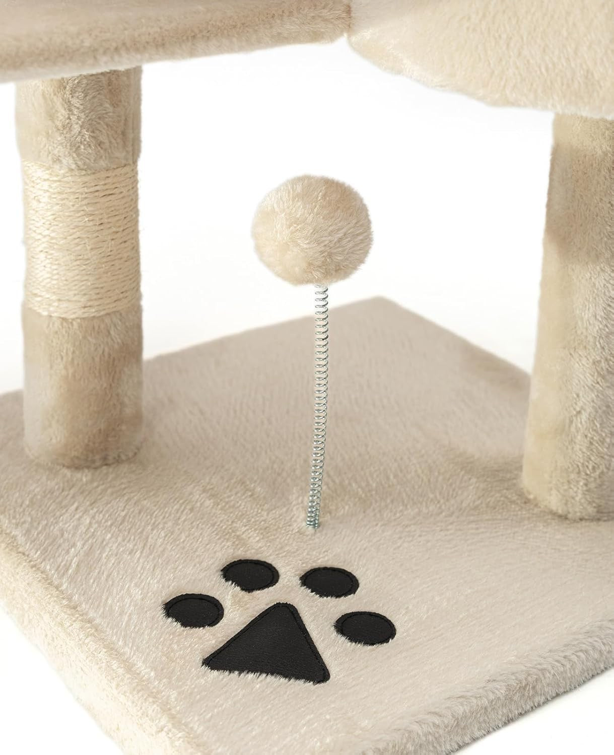 Cat Tree Scratching Post 112cm with Condo Sisal Rope Beige Tower