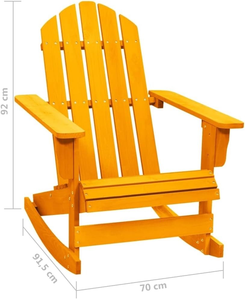 Orange Outdoor Wooden Rocking Chair, Ergonomic Patio Seat, Weatherproof