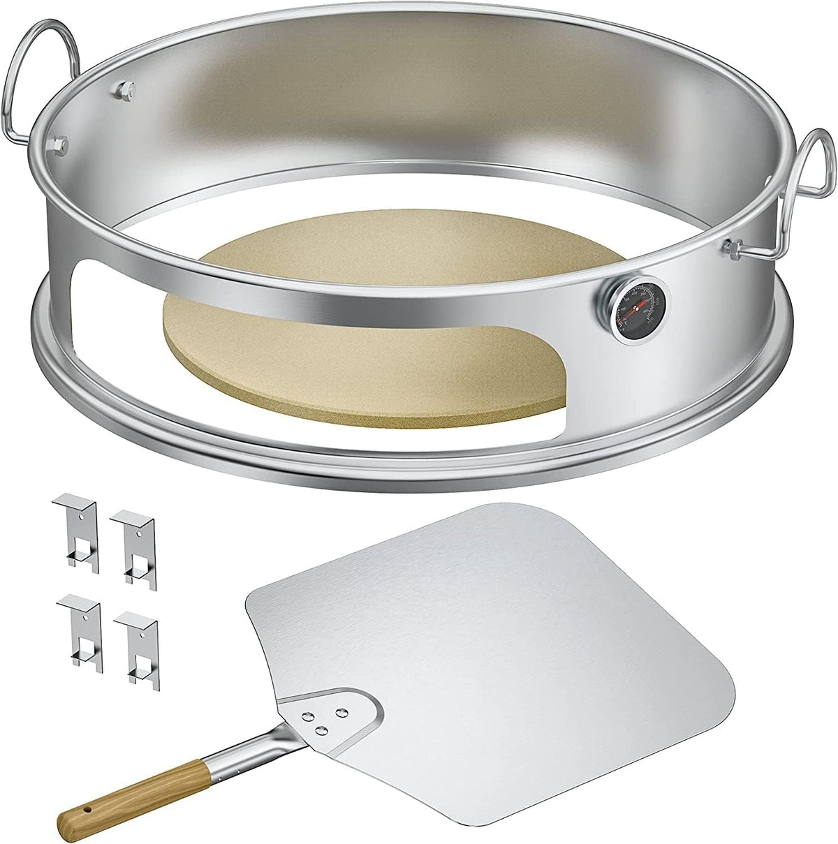 Pizza Oven Conversion Kit for BBQ Grills | 57cm Stone Set with Peel & Thermomete