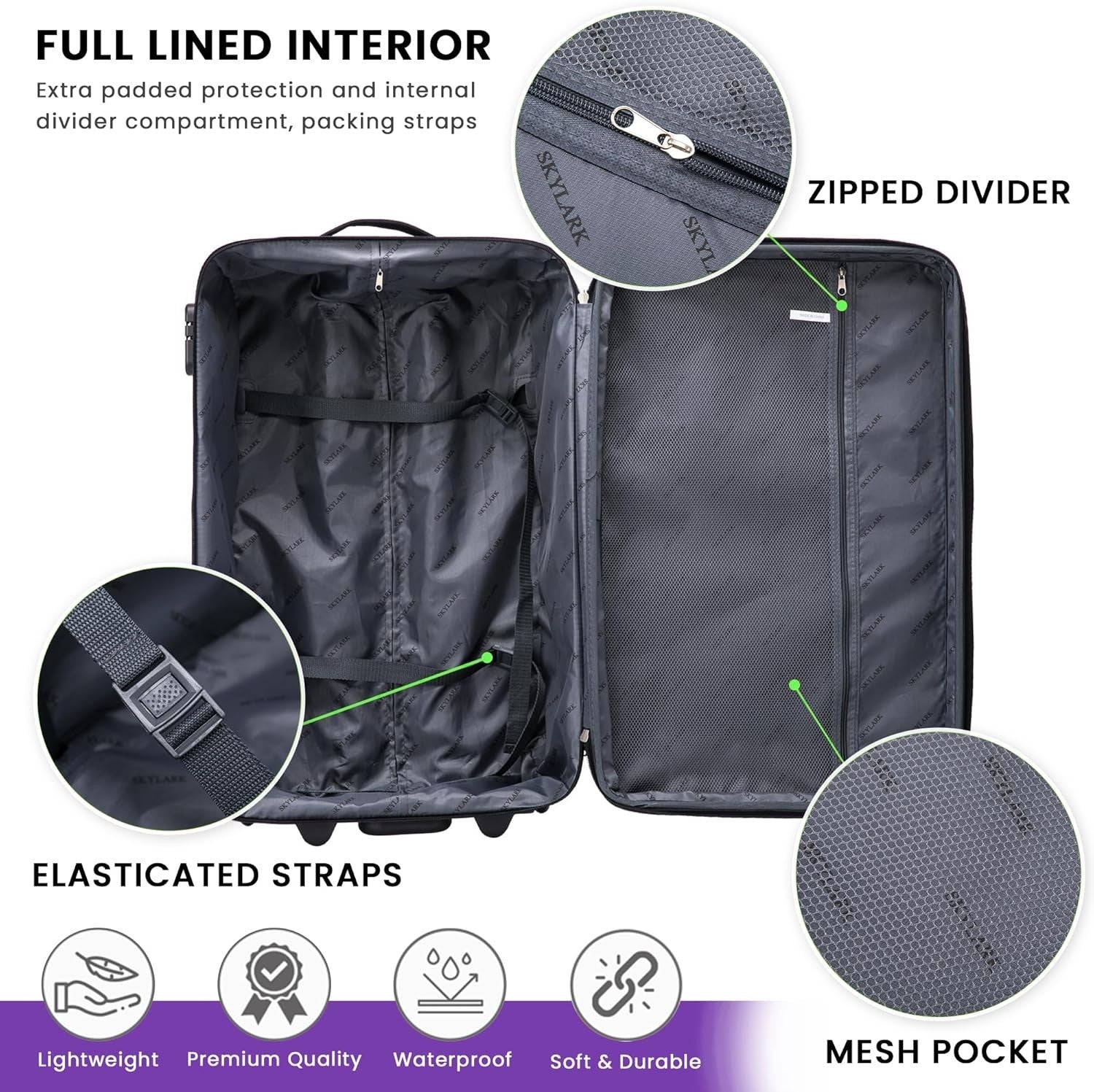 32'' Extra Large Soft Shell Suitcase Expandable Lightweight Check In Luggage