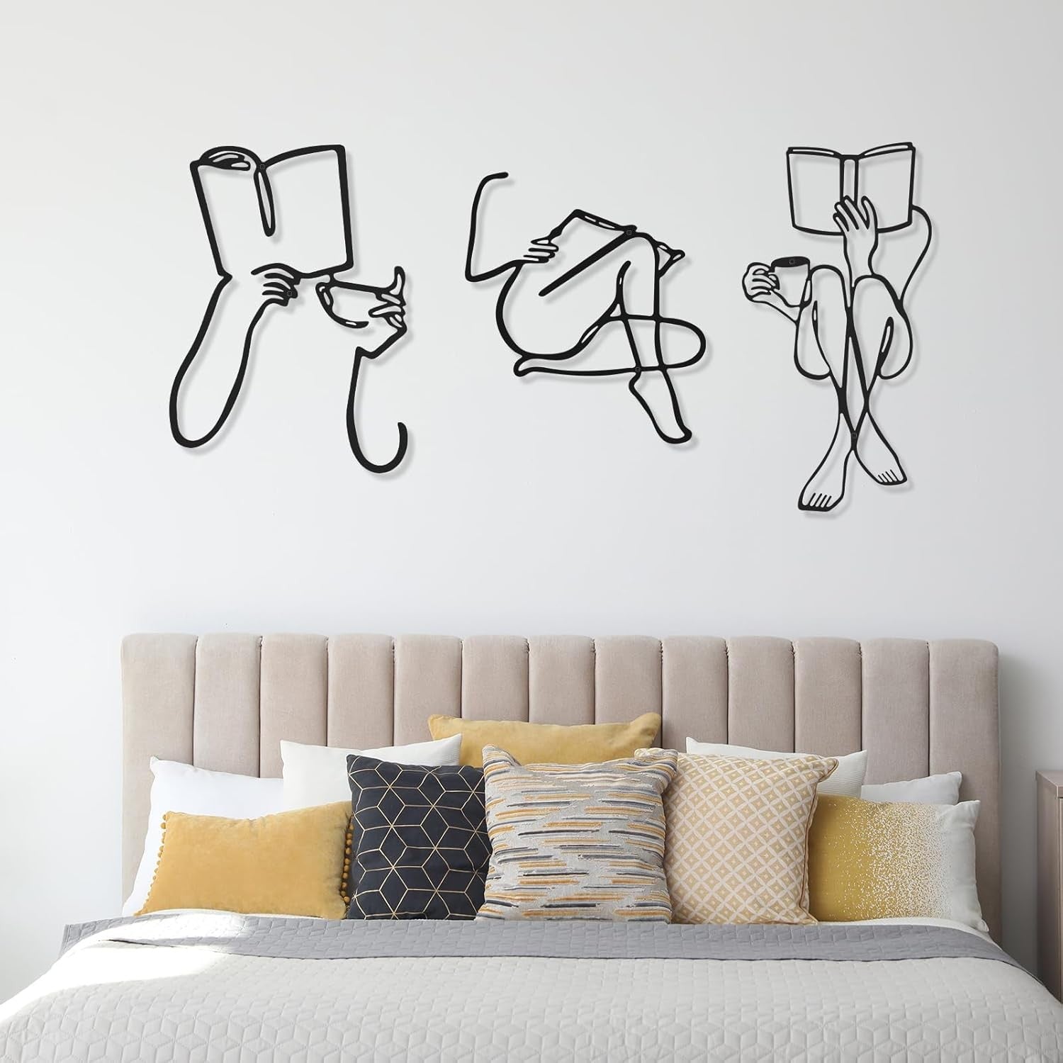 3Pcs Metal Wall Art Abstract Woman Line Drawing Decor Set