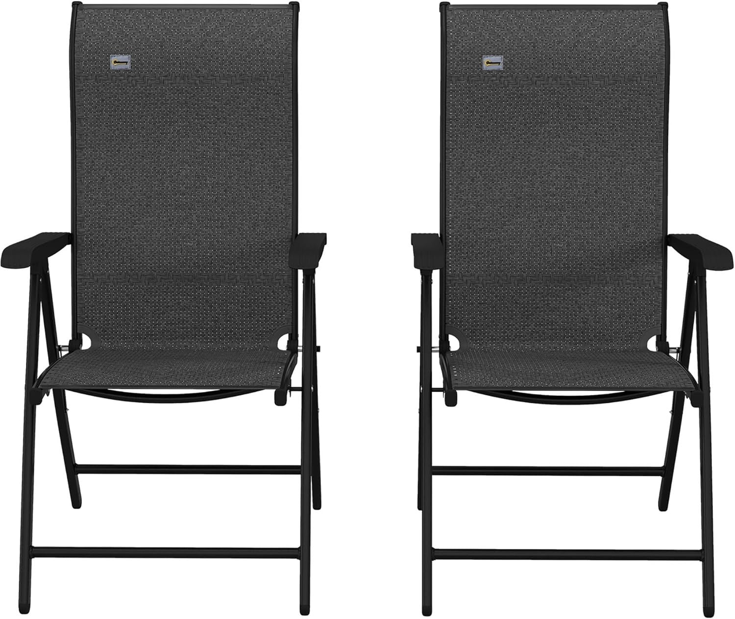 Outdoor Folding Rattan Chairs Set of 2 Adjustable Recliner Patio Dining Grey