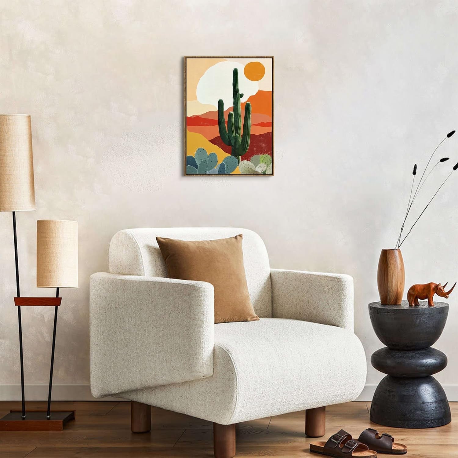 Framed Boho Canvas Wall Art 30x40cm Sunset Desert Print