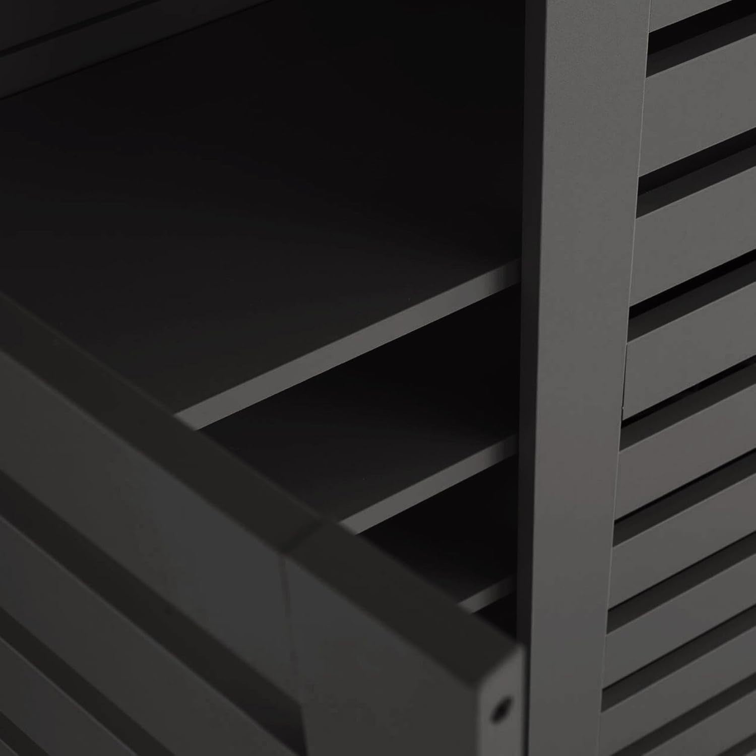 3-Door Wooden Shoe Cabinet with 8 Shelves, 114x33.6x98.2 cm Black