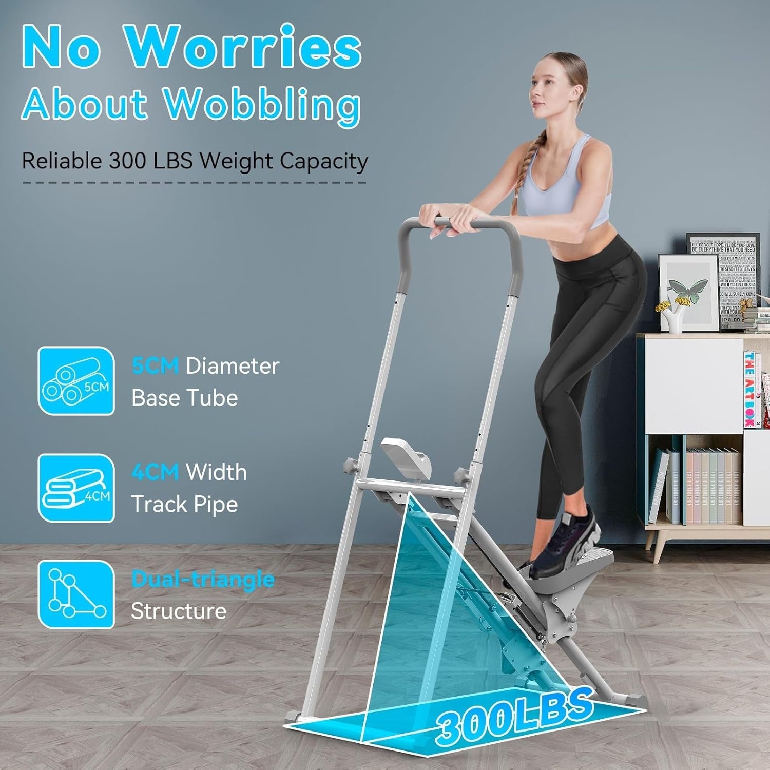 Foldable Stair Climber w/ LCD Monitor, Adjustable Incline & 300lb Capacity