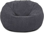 Grey Cord Bean Bag Chair Adult Lounge Seat – Washable Jumbo Recliner Sofa
