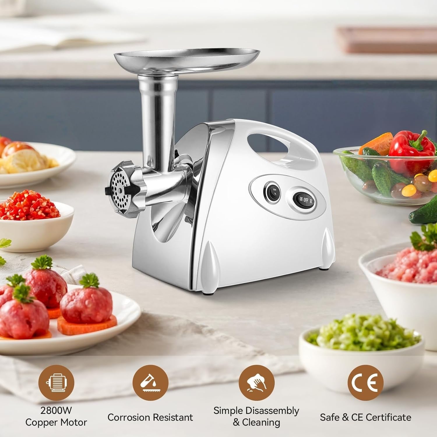 Heavy Duty Meat Mincer 2800W Sausage Maker Food Grinder 3 Steel Plates