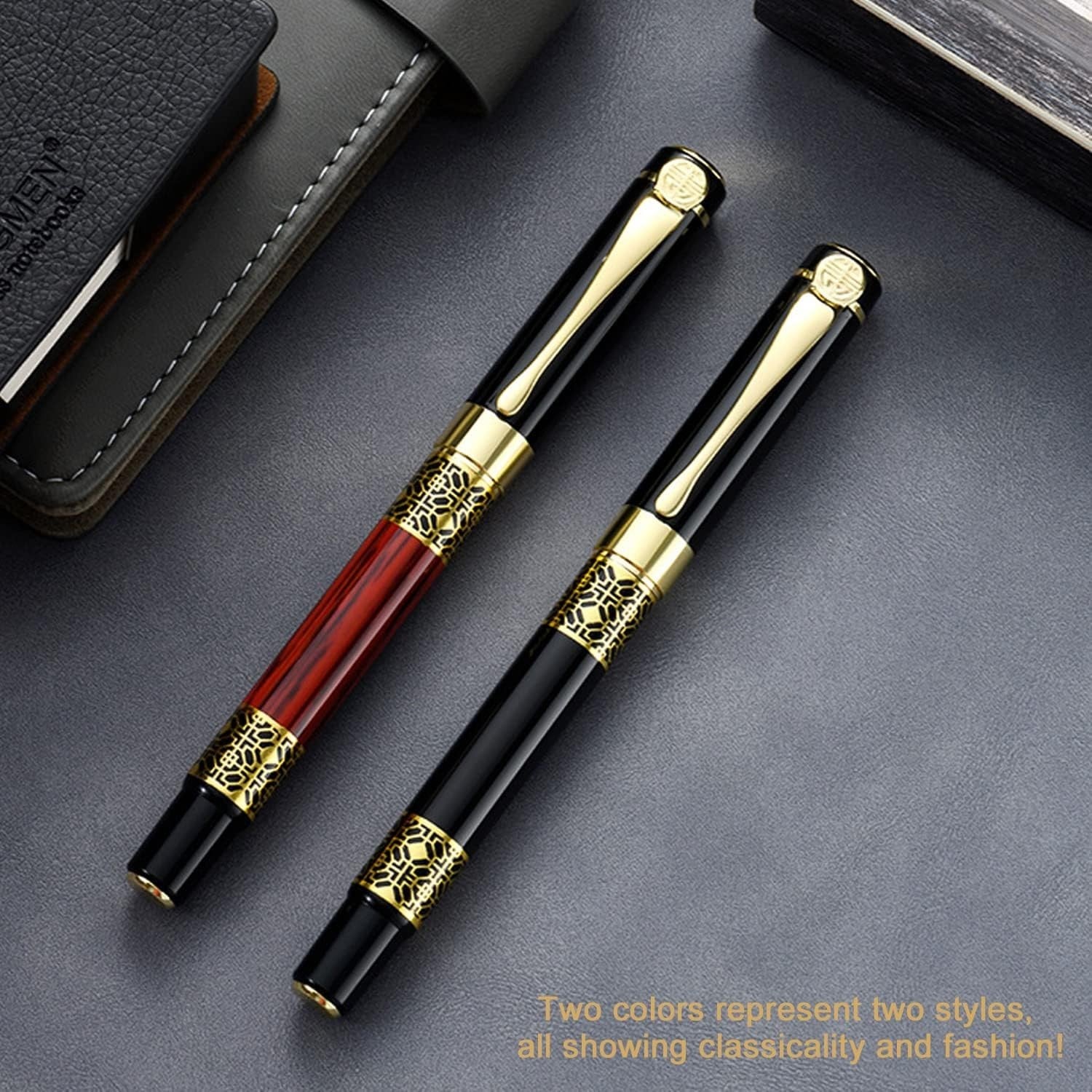 2-Pack Luxury Ballpoint Pen Red Medium Tip Smooth Writing Gift Set