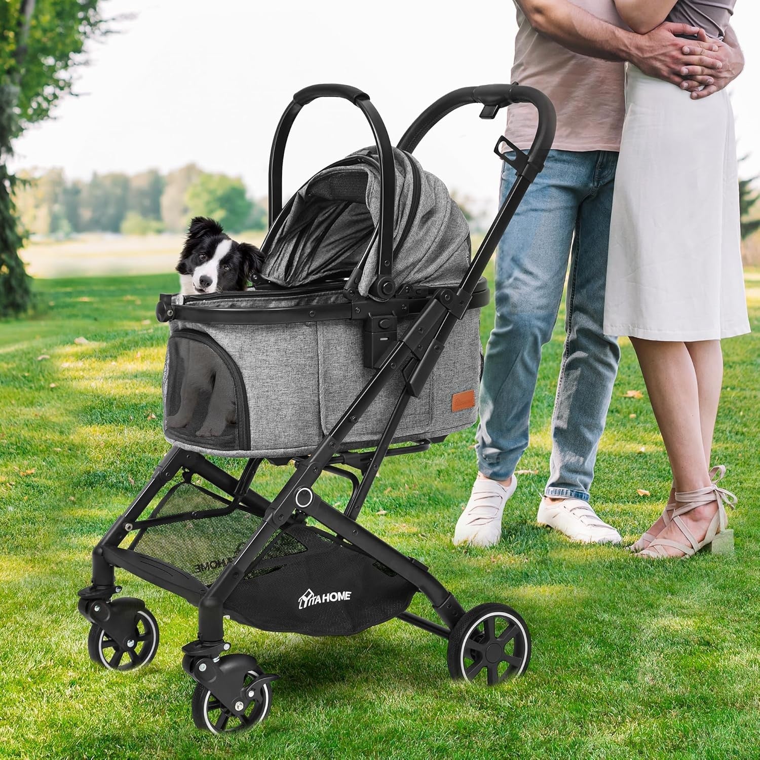 3 in 1 Dog Stroller Foldable Pet Pushchair Detachable Carrier Travel