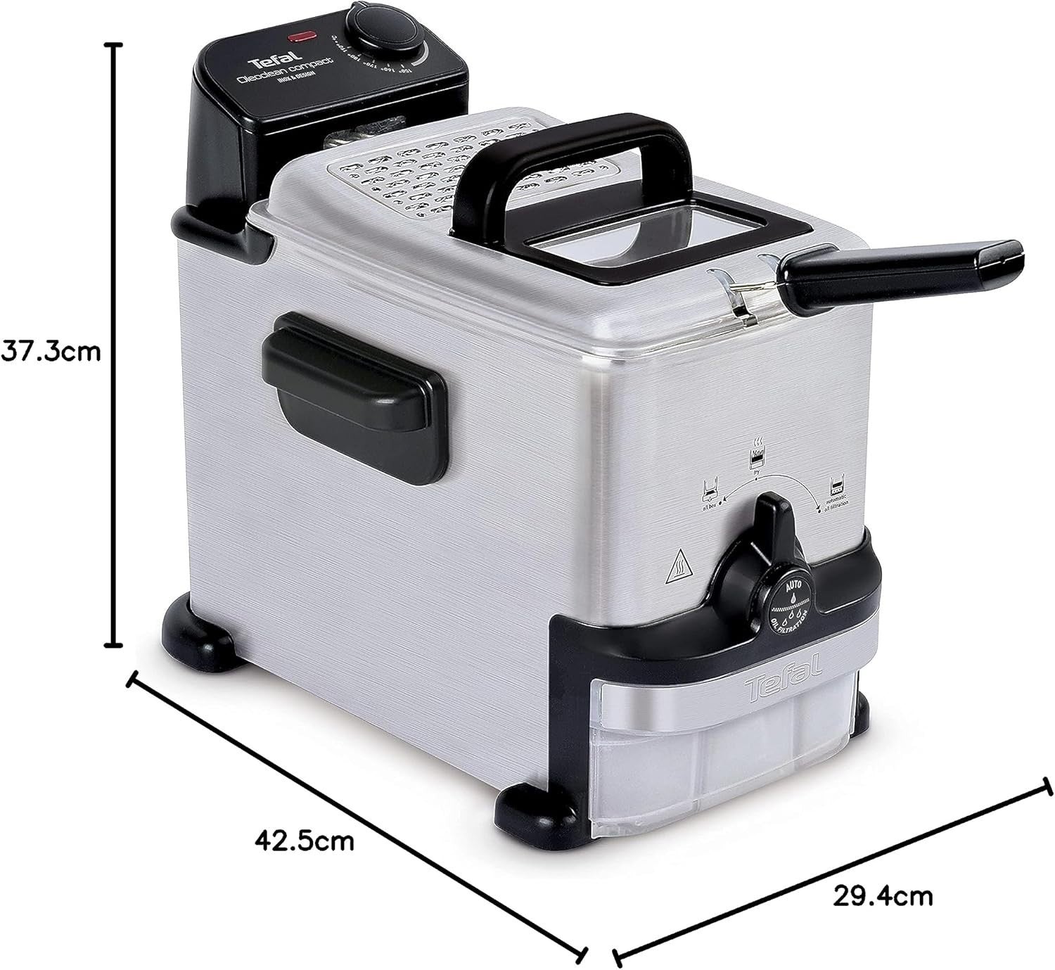 1500W Electric Deep Fat Fryer 2L Easy Oil Filtration Compact Design