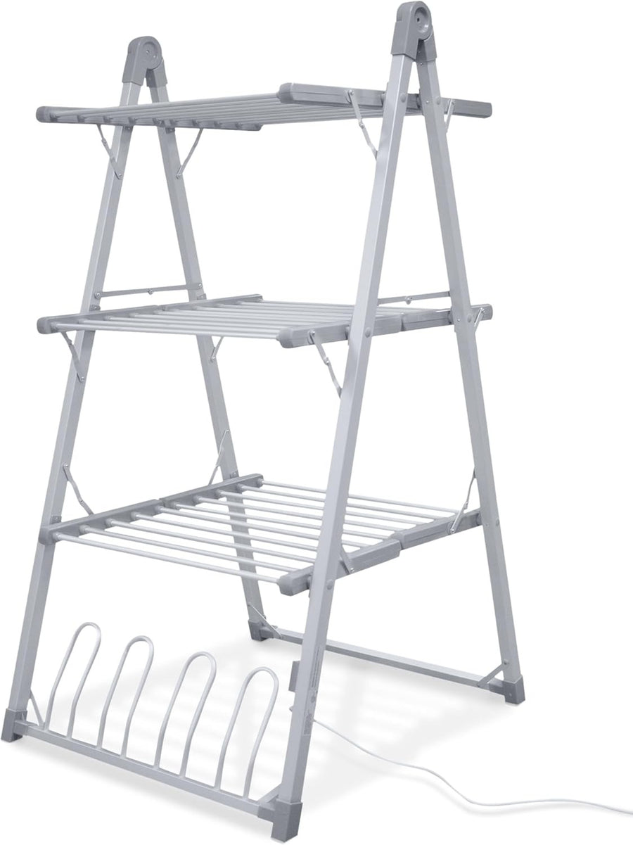 Electric Heated Clothes Airer 3 Tier Folding Drying Rack Energy Saving