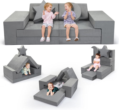 Modular Kids Foam Sofa Set with Glow-in-the-Dark, Washable Cover, Creative Play