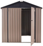 6x6ft Metal Garden Storage Shed Grey Outdoor Tool Bike Lockable Box