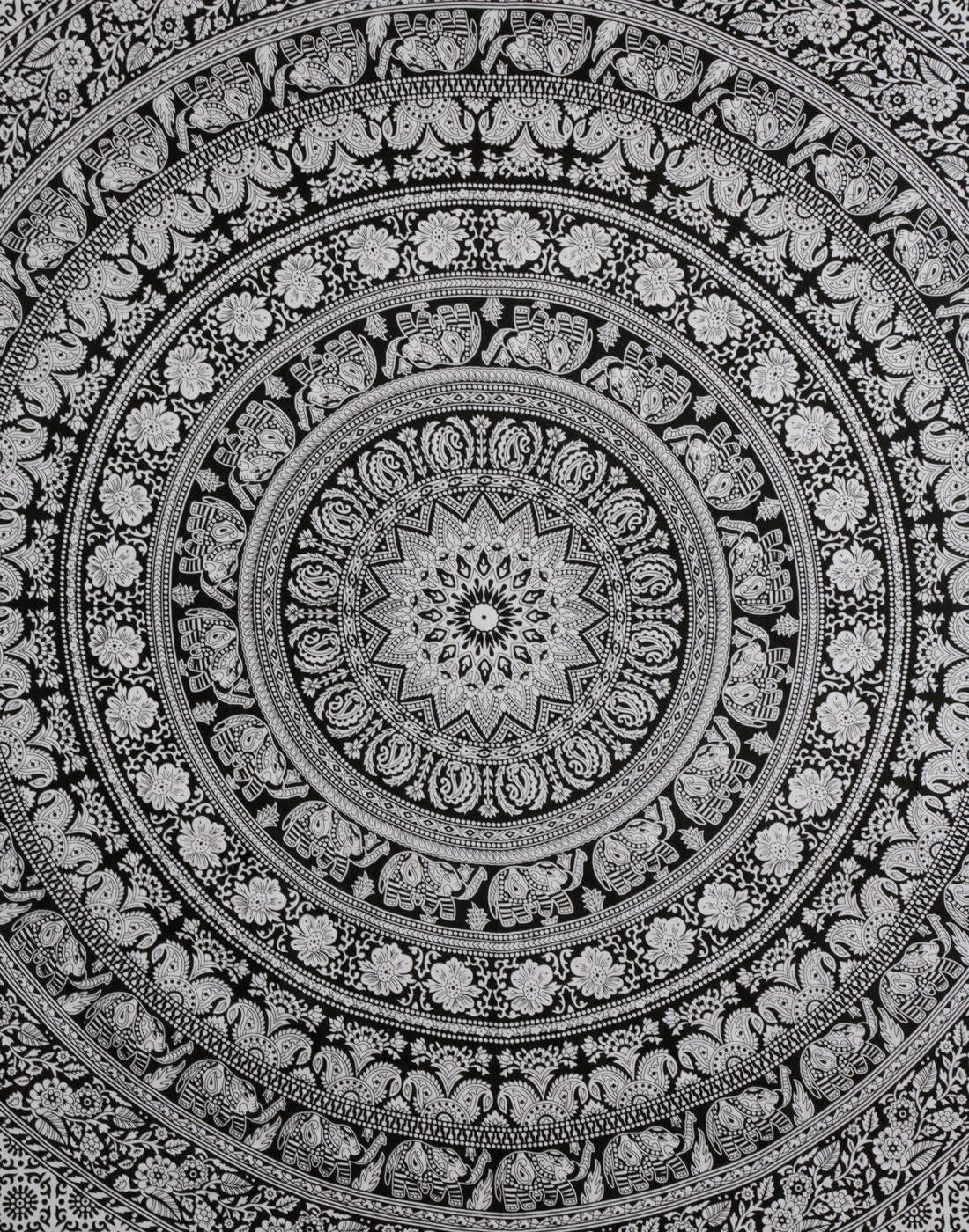 Extra-Large Cotton Elephant Mandala Wall Tapestry Boho 90x84