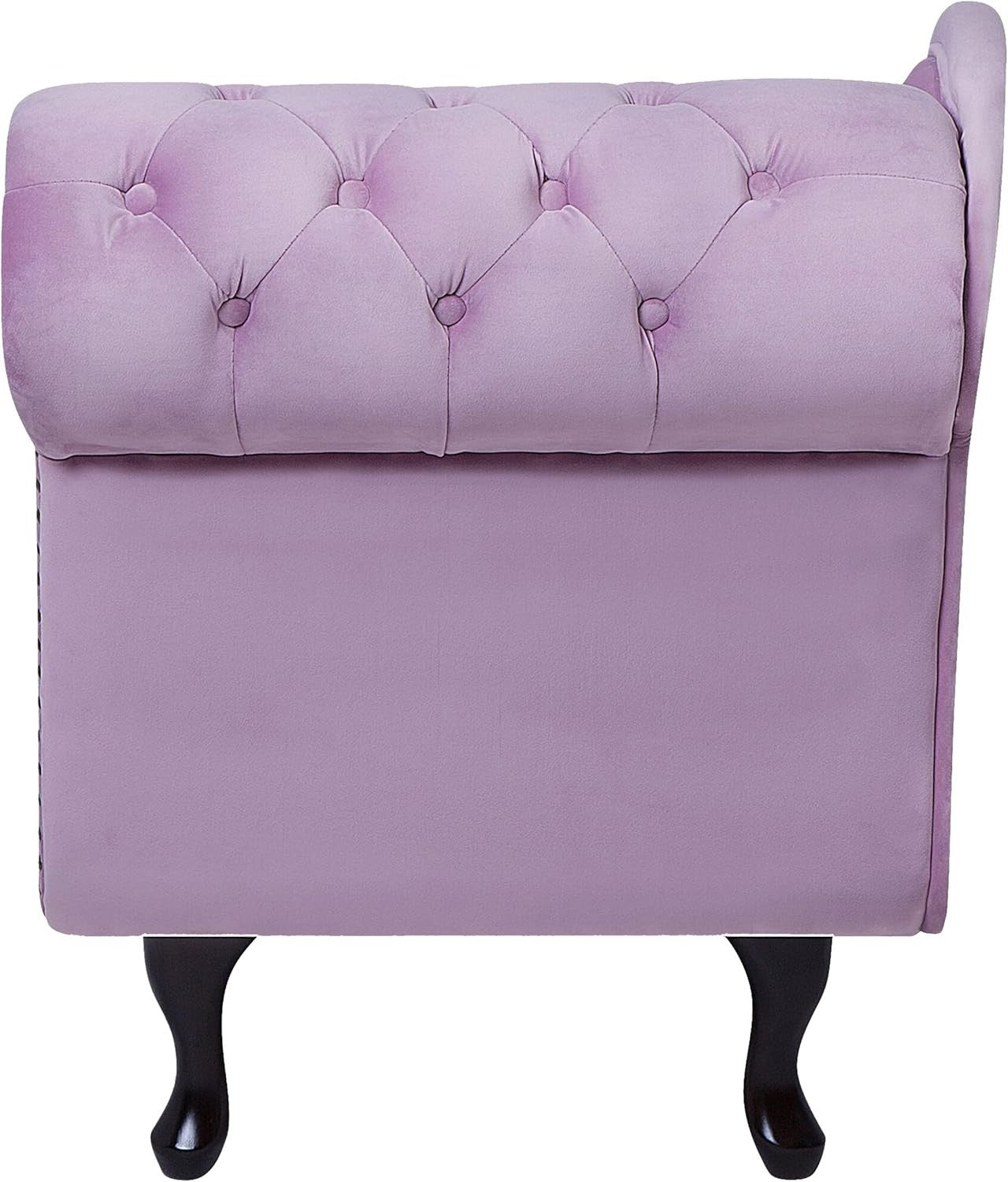 Pink Velvet Right Hand Chaise Lounge Sofa Chesterfield Style Tufted Seat