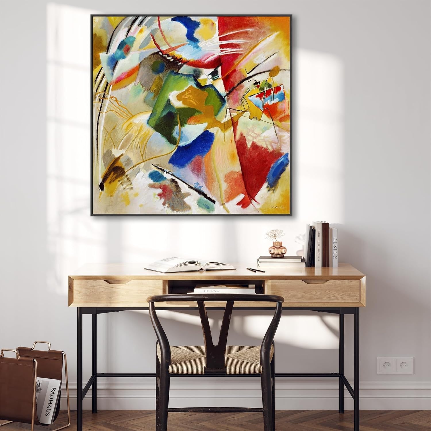 Large Abstract Canvas Wall Art 100x100cm Framed Colourful