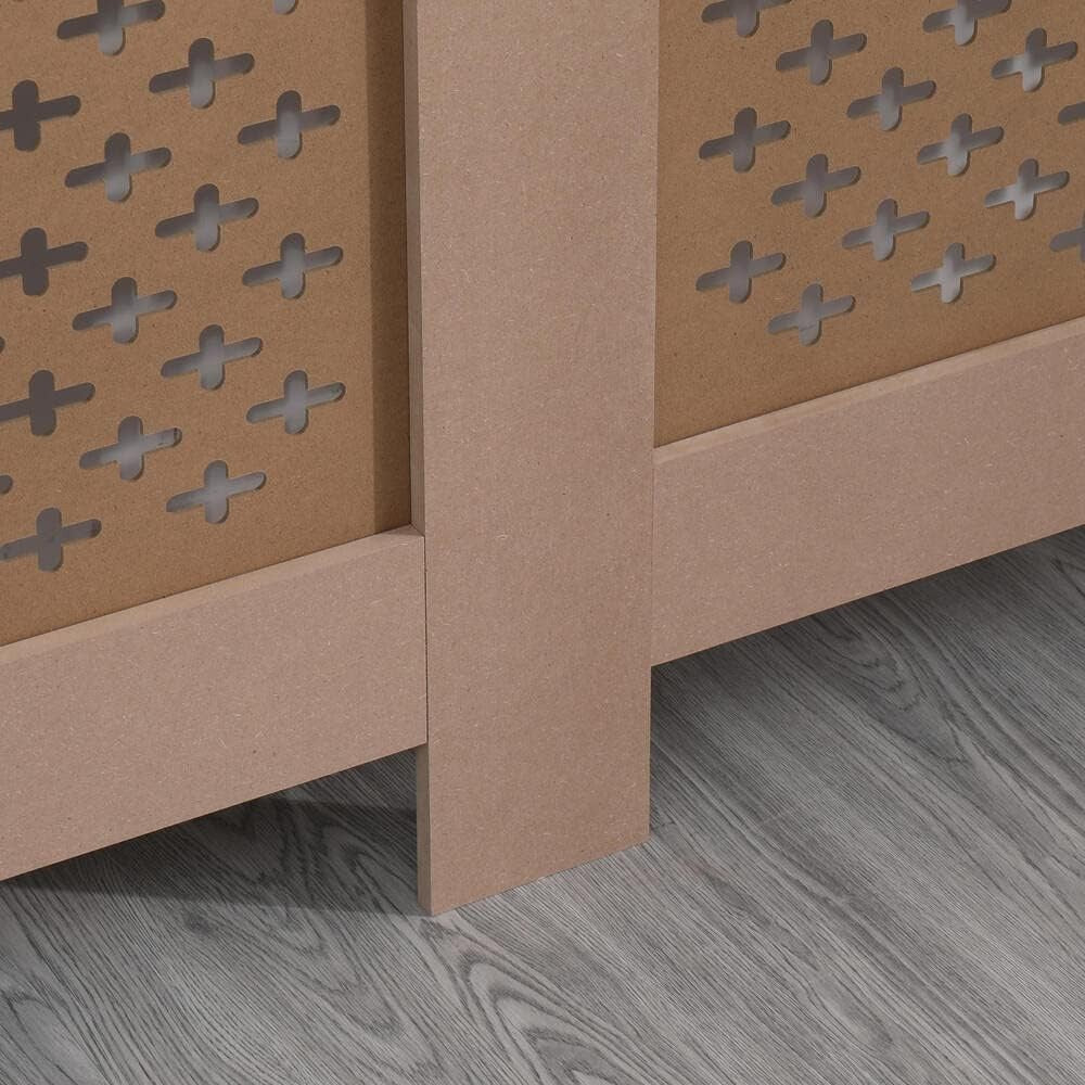 Large Unfinished Radiator Cover | Natural MDF Wood Cabinet with Pattern Grill