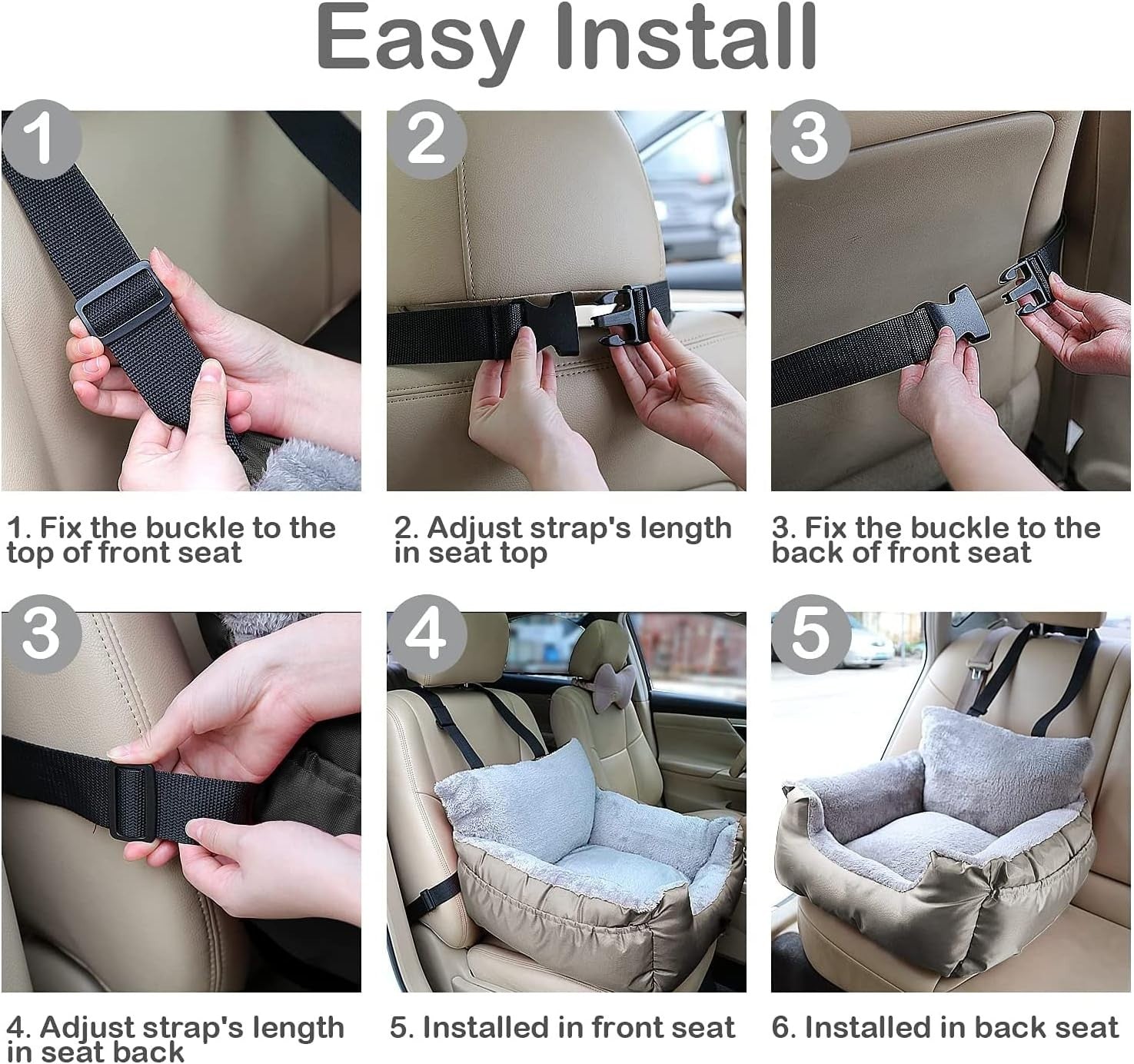 Pet Booster Car Seat Waterproof Plush Dog Travel Bed Safety Leash