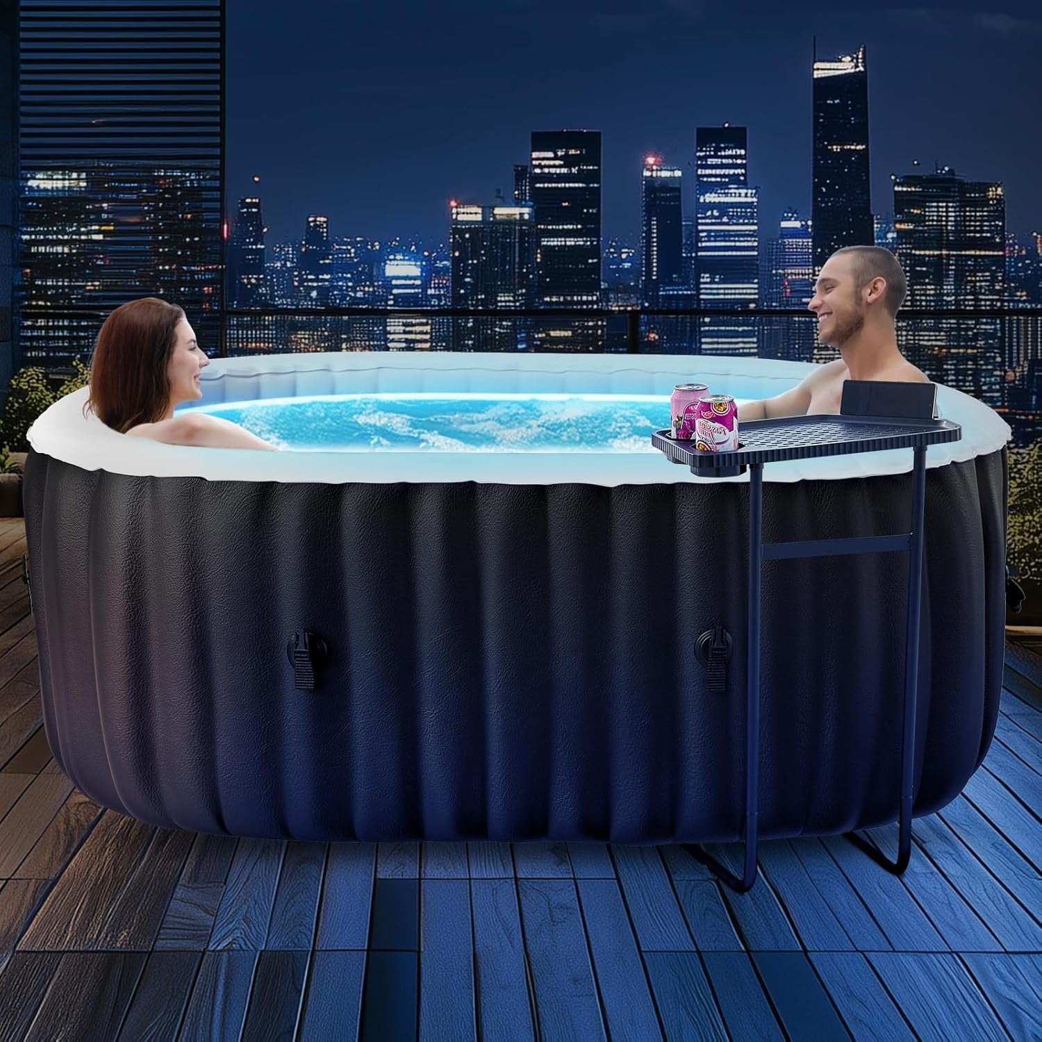 Inflatable Hot Tub Spa LED Light Heated Portable 2–4 Person Indoor Outdoor