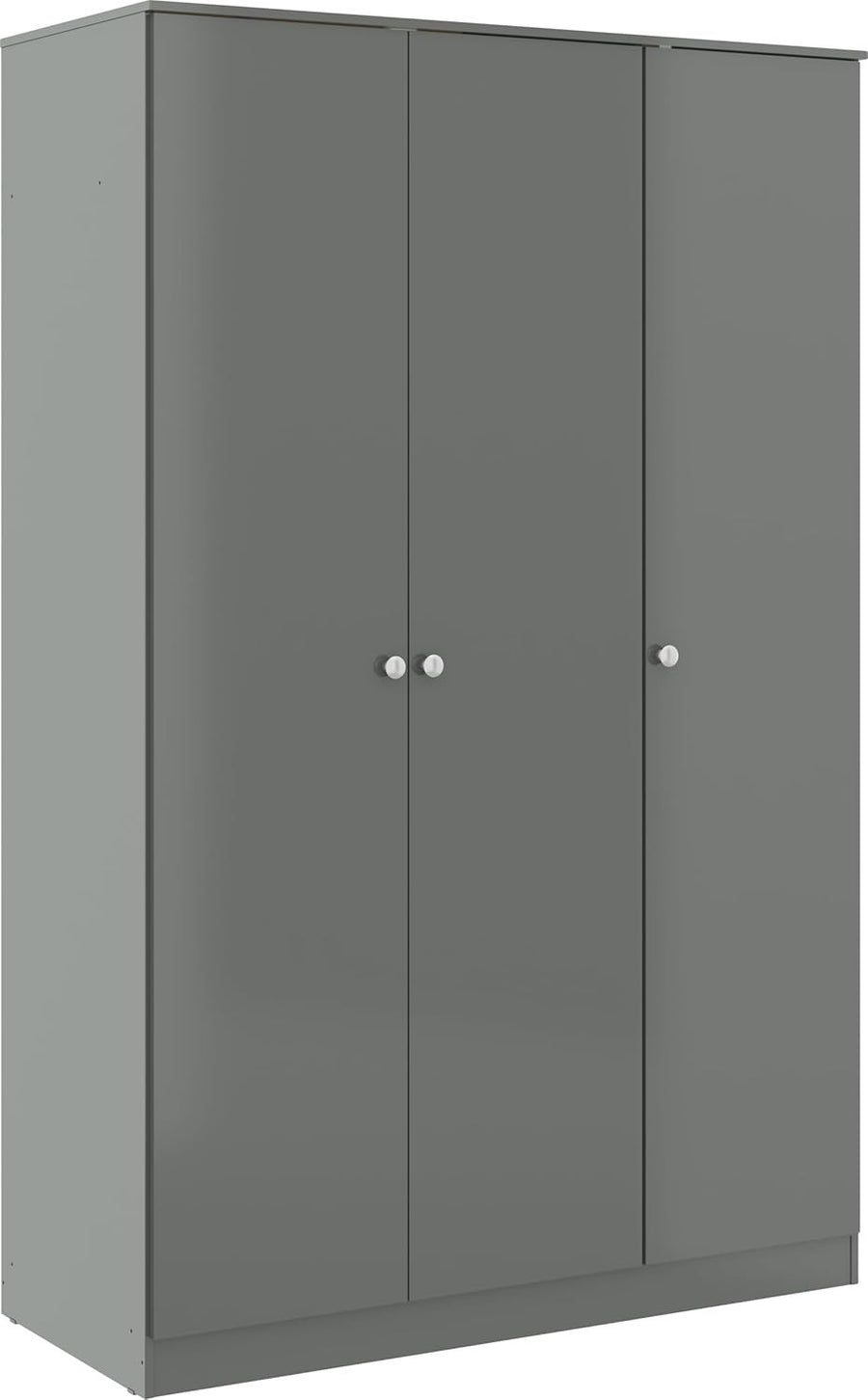 3 Door Grey Gloss Wardrobe Modern Storage Unit for Bedroom Clothes