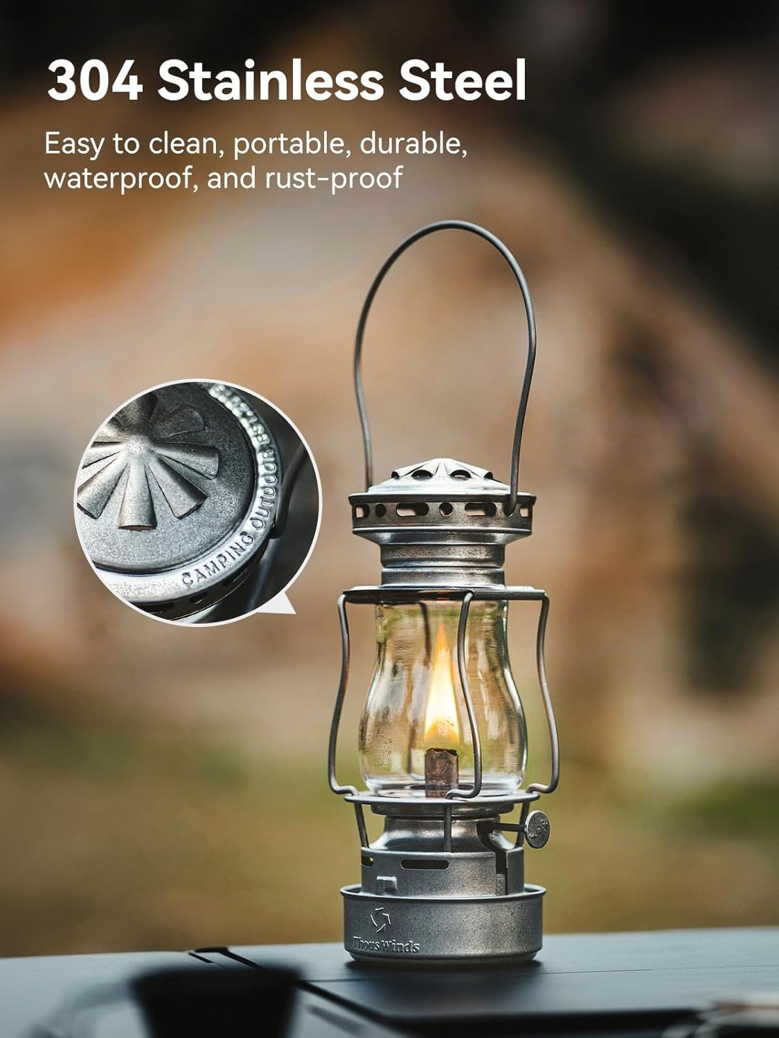 Olive Green Outdoor Oil Lantern Steel 110ml Kerosene Lamp