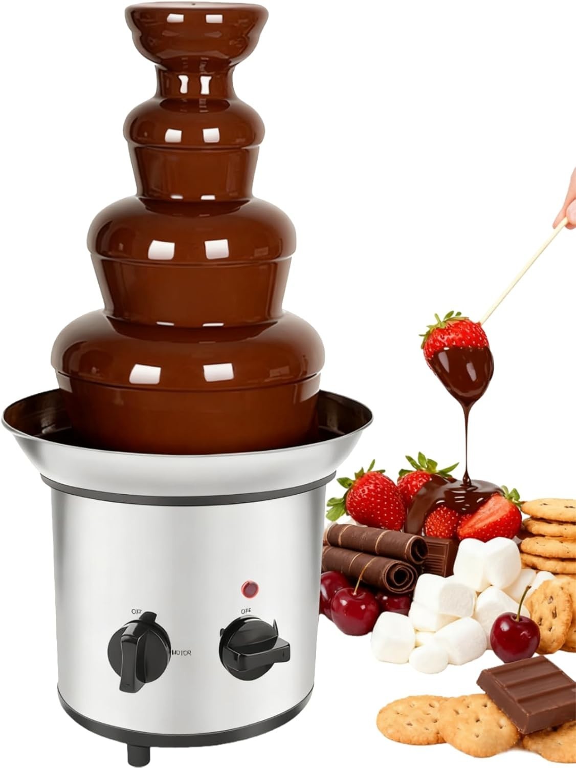 4 Tier Chocolate Fountain Machine Electric Fondue Maker Party Melter