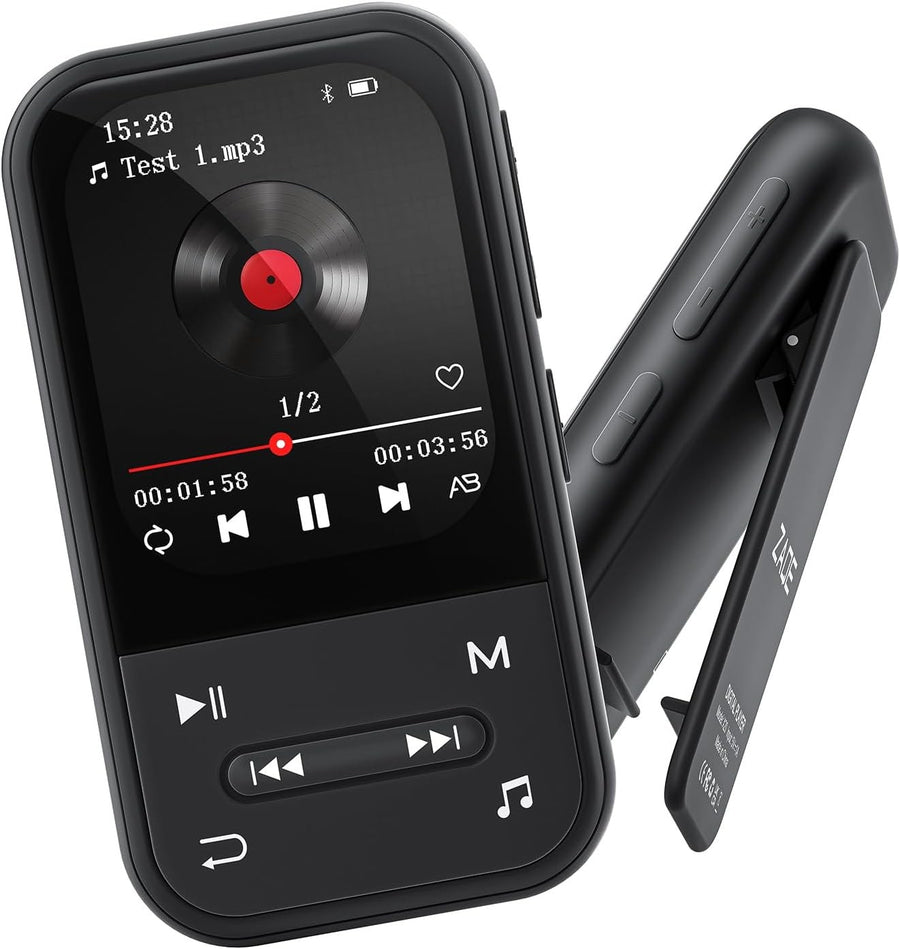 128GB Clip MP3 Player Black Bluetooth 5.3 FM Radio