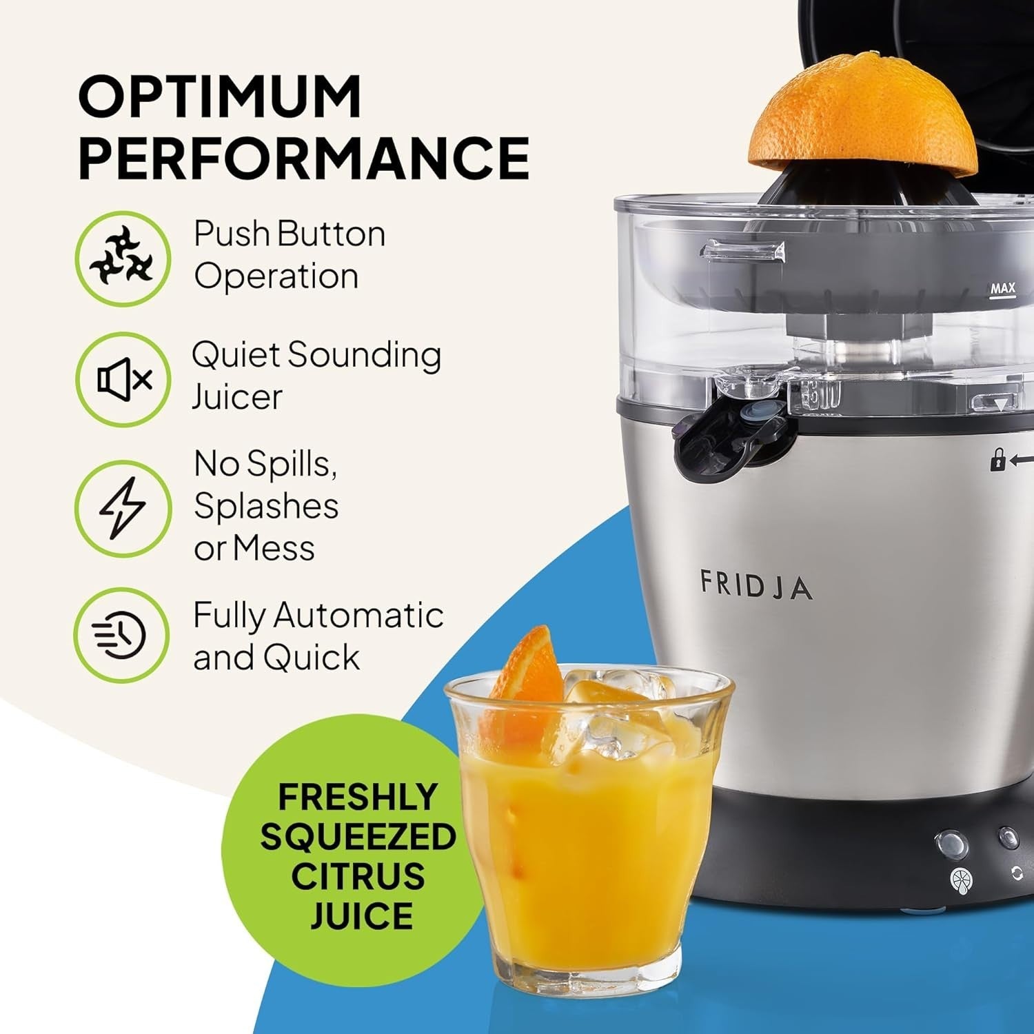 Automatic Citrus Juicer 50W One Touch No Spill 400ml Stainless Steel