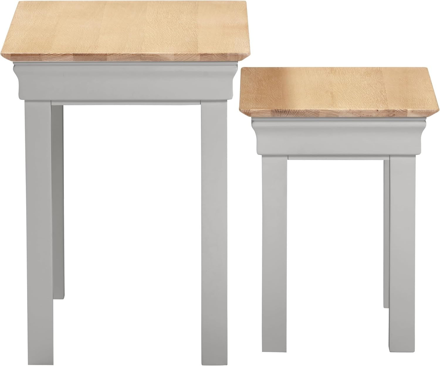 Space Saving Nest of 2 End Tables Pebble Grey Oak Wood Side Coffee Table