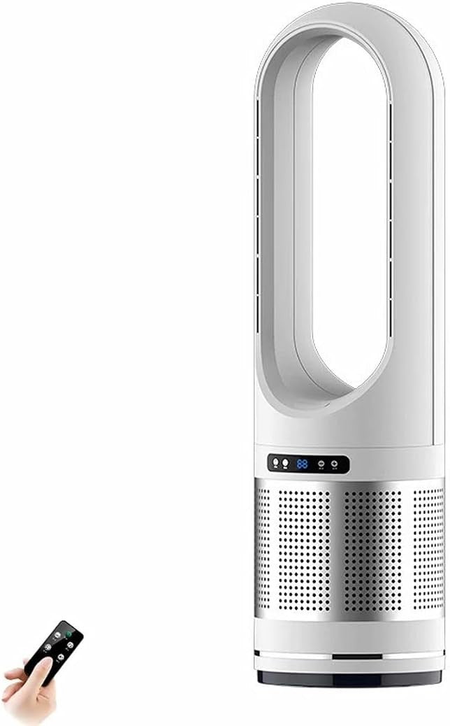 White 46" Bladeless Tower Fan 2000W Heater Air Purifier 8-Speed Oscillating LED