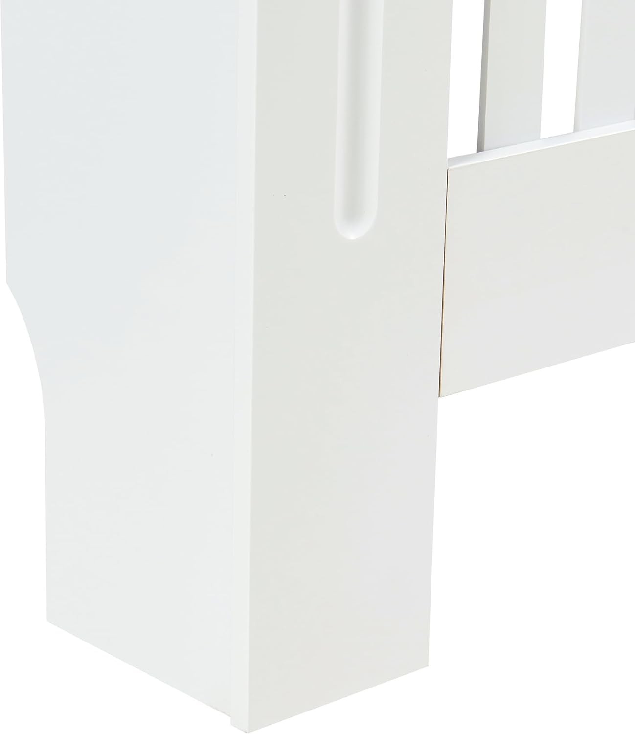 Small White Radiator Cover 78cm Modern Slatted Wood Heating Cabinet Shelf