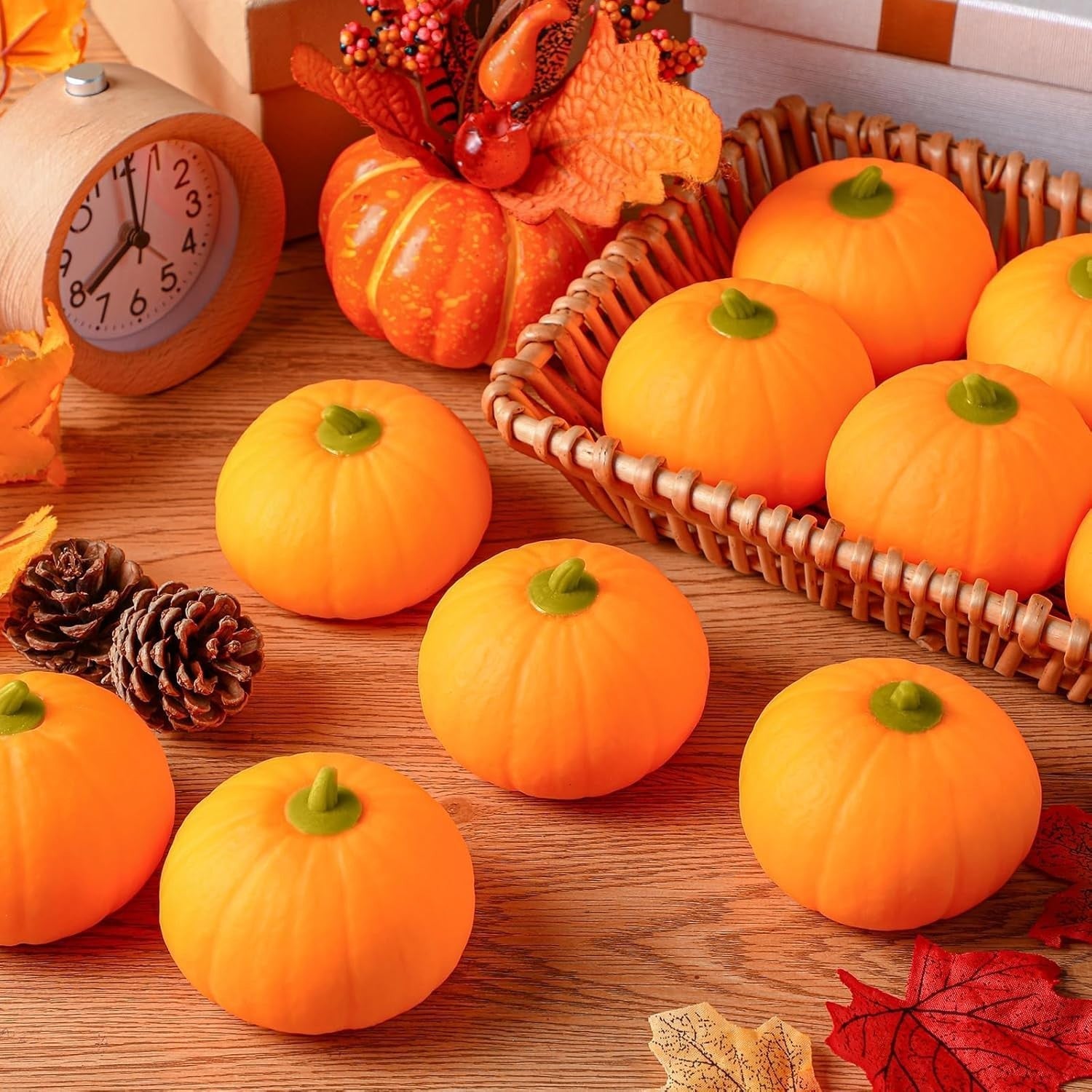 12pcs Pumpkin Stress Balls Mini Fall Squeeze Fidget Toys Anxiety Relief