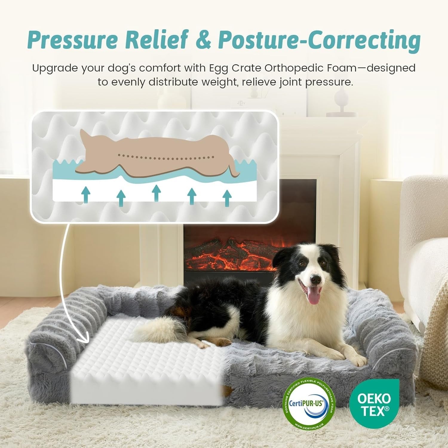 Orthopedic Large Dog Bed Sofa 91cm Foam Washable U Shape