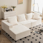 Oversized 3-4 Seater Modular L-Shaped Sofa Beige Memory Foam No Assembly