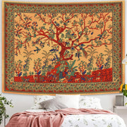 Tree of Life Tapestry Boho Wall Hanging HD Print Large Decor Yellow