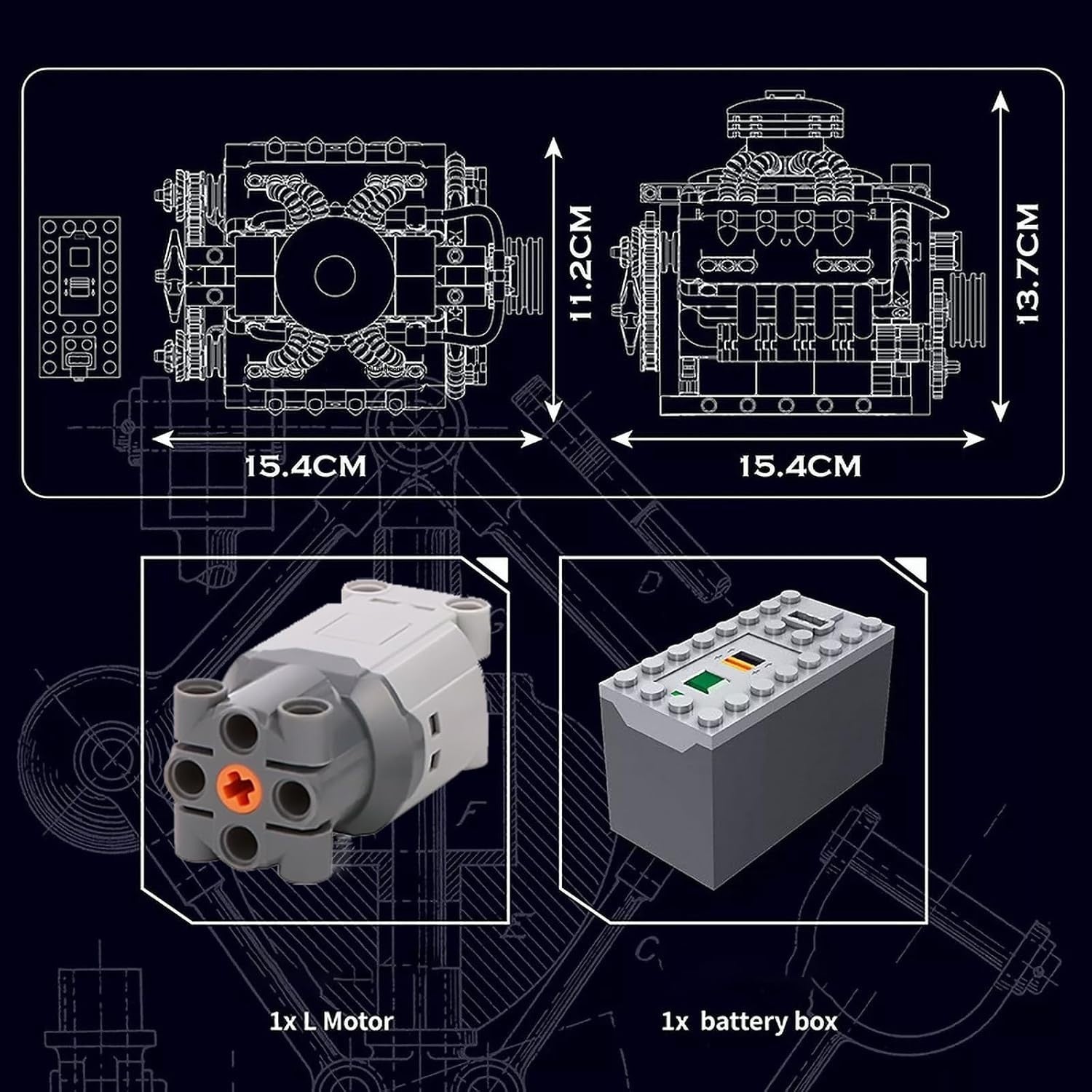 Mini V8 Engine Model Kit 487pcs DIY STEM Motor Build Mechanical Toy Set